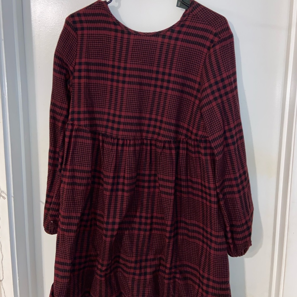 Wild fable plaid maroon t-shirt dress